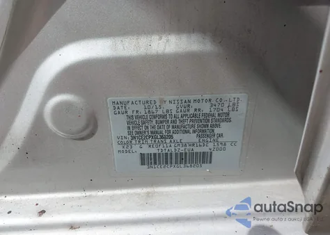 2016 Nissan Versa Note S (Sr)/S Plus/Sl/Sr/Sv z USA, uszkodzony, nr VIN 3N1CE2CPXGL368205